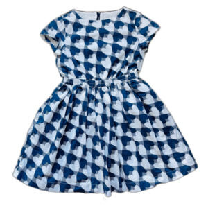 Crewcuts Navy White Short Sleeve Heart Print Dress Size 8